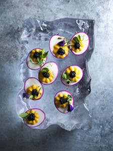 Jonathan Gregson_Beet-pickled deviled eggs with caviar_